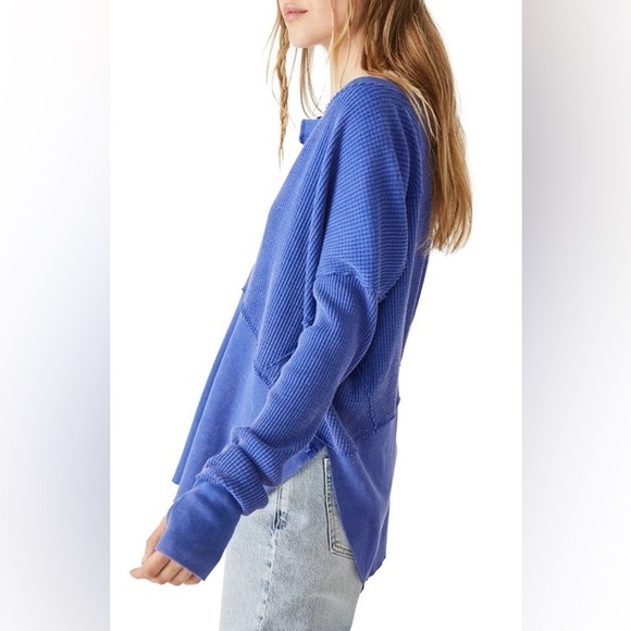Free People✨Monterey Thermal Top- Electric Indigo - Picture 5 of 5